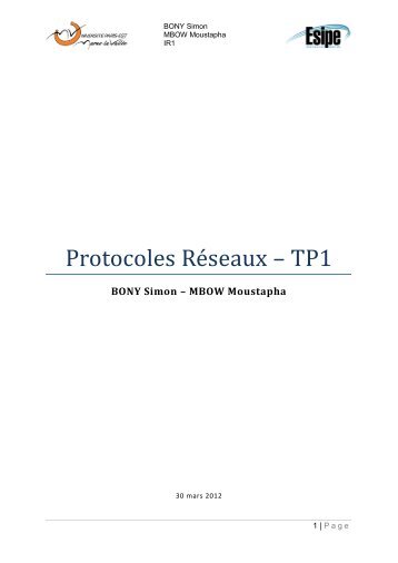 Protocoles Réseaux – TP1 - PortFolio Simon BONY