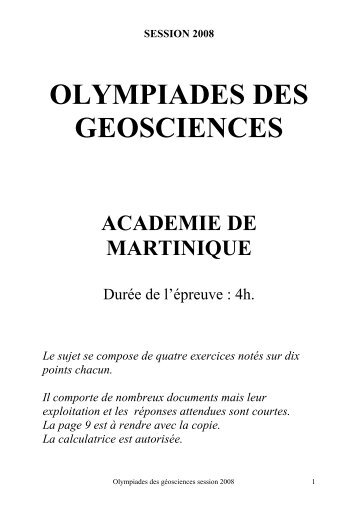 OLYMPIADES DES GEOSCIENCES - Académie de la Martinique
