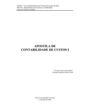 APOSTILA DE CONTABILIDADE DE CUSTOS I - Apostilas