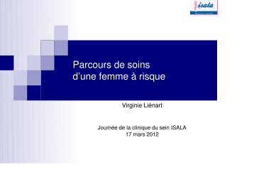 Parcours de soins d'une femme à risque - Dr V Lienart - Isala