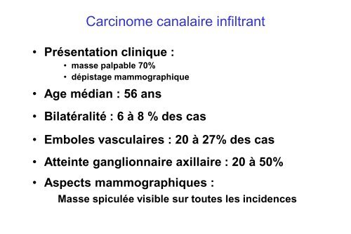 Carcinomes infiltrants du sein - epathologies