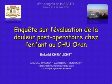 B.Khemliche - Société Algérienne d'Evaluation et de Traitement de ...