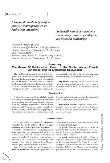 L'emploi du mode subjonctif en français ... - VPU biblioteka