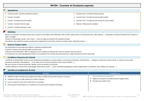 Fiche Rome - N4104 - Courses et livraisons express - ANPE.FR, un ...