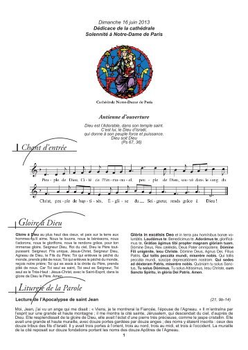 Chant d'entrée Liturgie de la Parole Gloire à Dieu - Cathédrale ...