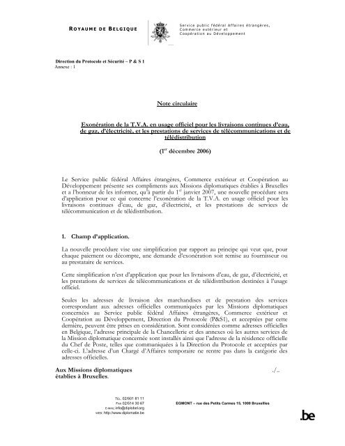 Exonération de la T.V.A. en usage officiel pour les livraisons ...