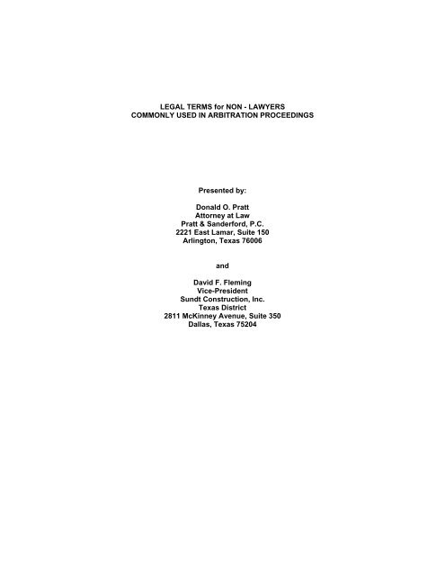 Donald O. Pratt Attorney at Law Pratt - American Arbitration ...