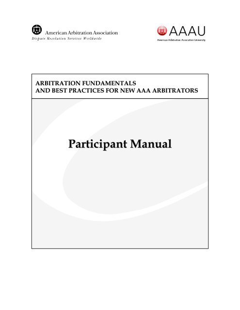 Participant Manual - American Arbitration Association Online Services