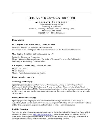 Curriculum Vitae - Find Faculty Experts : College of Liberal Arts ...