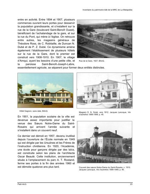 Inventaire du patrimoine bâti de la MRC de La Matapédia