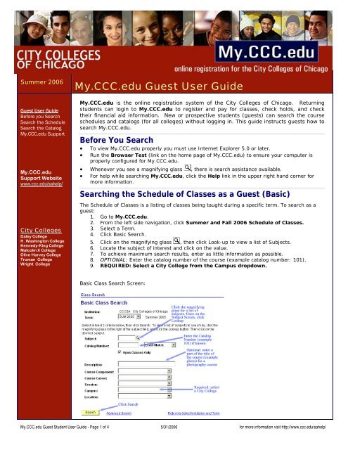 My.CCC.edu Guest User Guide - City Colleges of Chicago