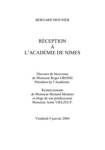 Discours - Académie de Nîmes