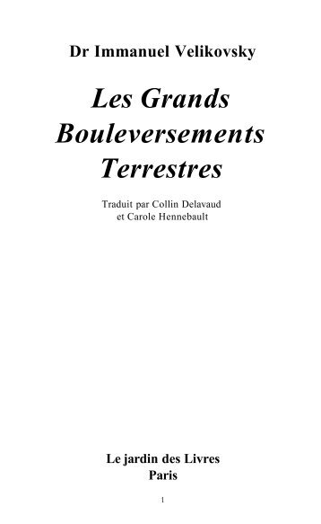 Les Grands Bouleversements Terrestres - Le Jardin des Livres