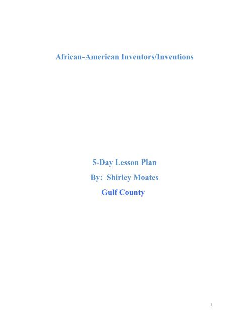 African-American Inventors/Inventions 5-Day Lesson Plan By ...