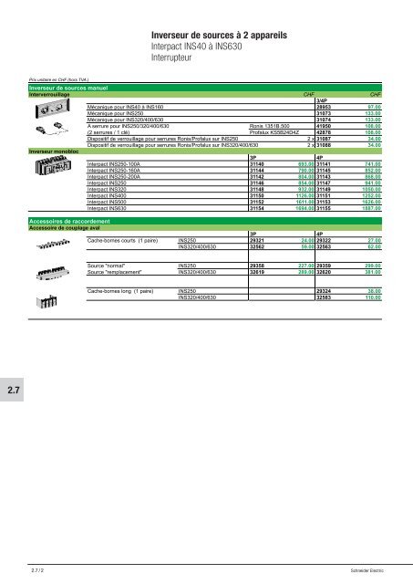 2.7 Inverseurs de sources pour disjoncteurs et ... - Schneider Electric