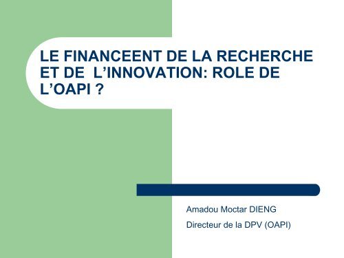 LE FONDS D'AIDE A LA PROMOTION DE L'INVENTION ET ... - IRD