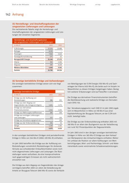 Geschäftsbericht 2003 - E.ON - Strom und Gas - Info-Service - E.ON ...