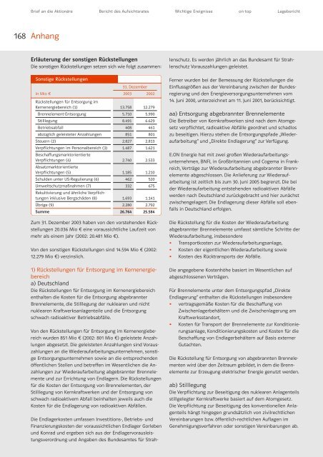 Geschäftsbericht 2003 - E.ON - Strom und Gas - Info-Service - E.ON ...