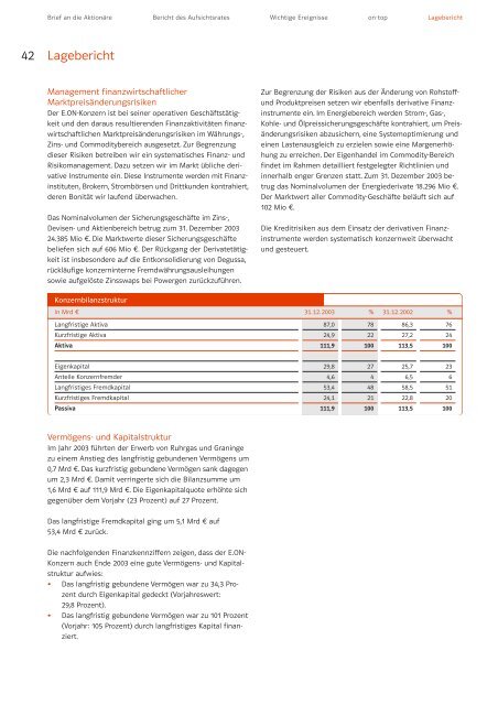 Geschäftsbericht 2003 - E.ON - Strom und Gas - Info-Service - E.ON ...