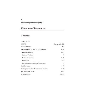 Accounting Standard 2; Valuation of Inventories