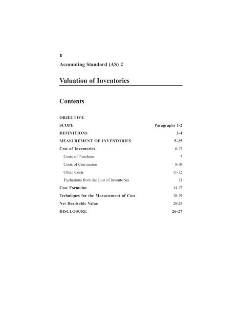 Accounting Standard 2; Valuation of Inventories