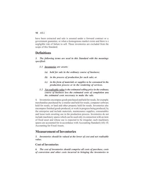 Accounting Standard 2; Valuation of Inventories