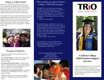 What is TRiO/SSS? - Carleton College