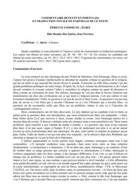 Commentaire Detexte En Portugais Et Traduction Totale Ens Commentaire Detexte En Portugais Et Traduction Totale Ens