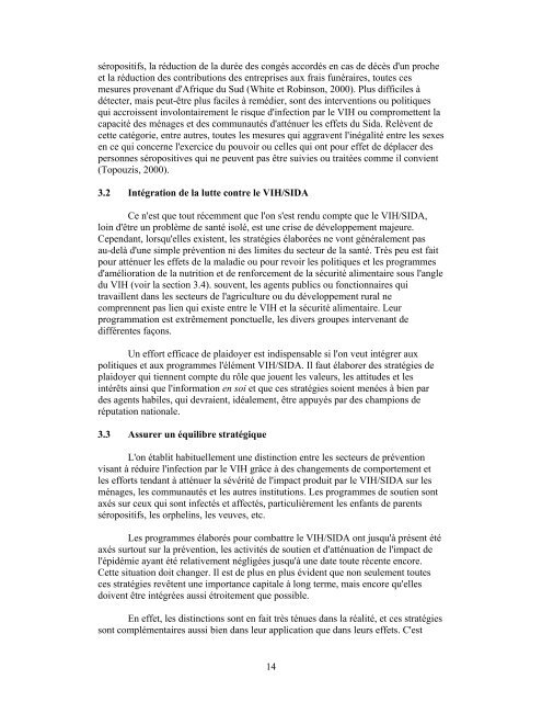 VIH/SIDA, Sécurité alimentaire et nutrition - International Food Policy ...