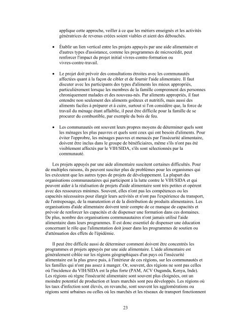 VIH/SIDA, Sécurité alimentaire et nutrition - International Food Policy ...