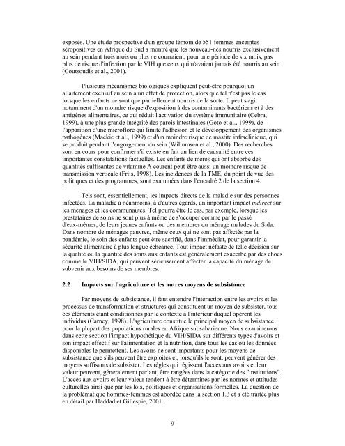 VIH/SIDA, Sécurité alimentaire et nutrition - International Food Policy ...