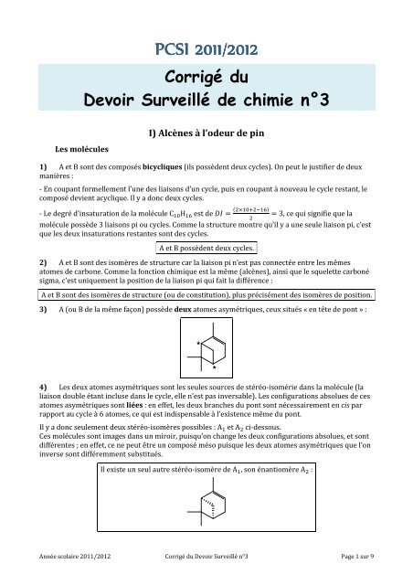 Corrigé - Chimie - PCSI