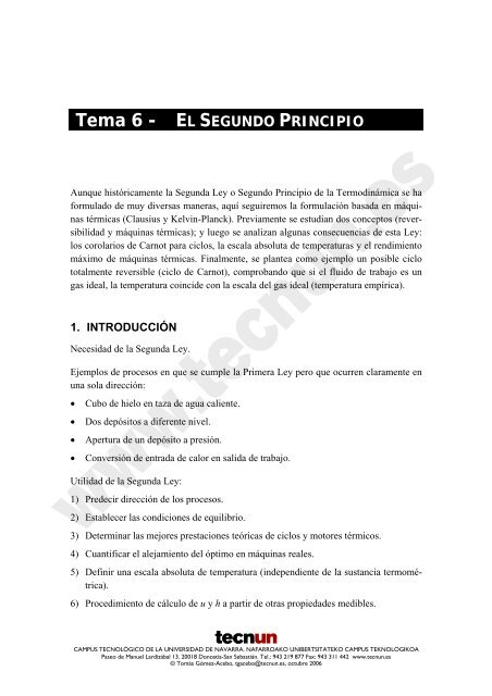 Tema 6 - EL SEGUNDO PRINCIPIO - Universidad de Navarra