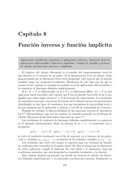 8. Función inversa y función implícita