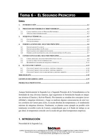 Tema 6 - EL SEGUNDO PRINCIPIO - Tecnun