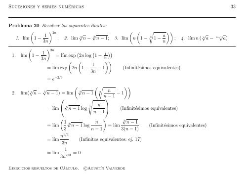 Ejercicios resueltos de C´ALCULO