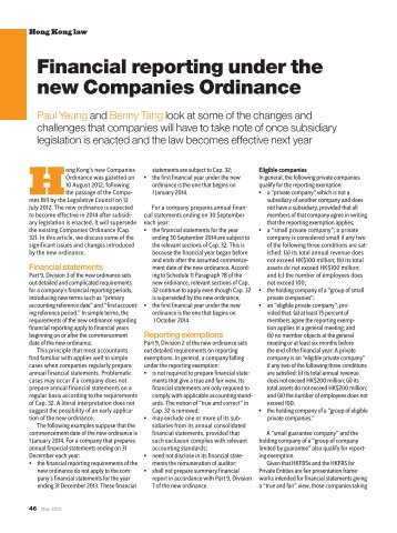 Financial reporting under the new Companies Ordinance