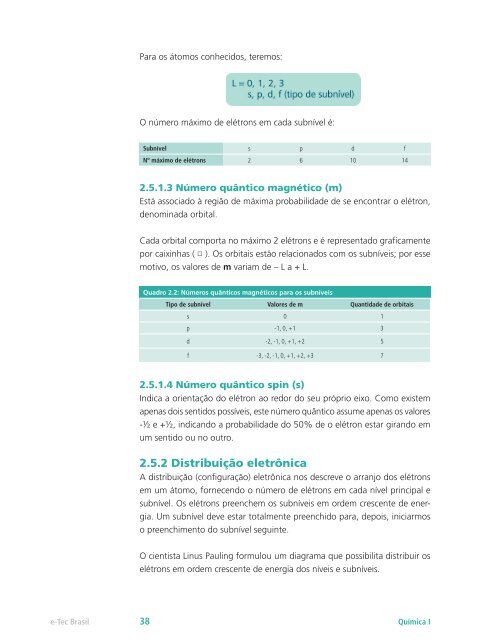 Química I - Rede e-Tec Brasil - Ministério da Educação