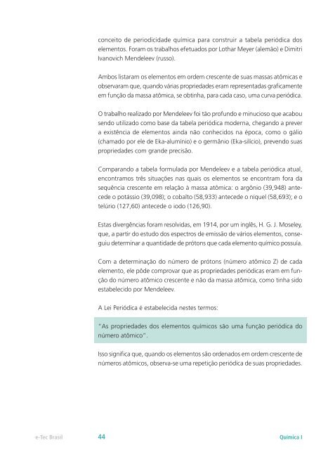 Química I - Rede e-Tec Brasil - Ministério da Educação