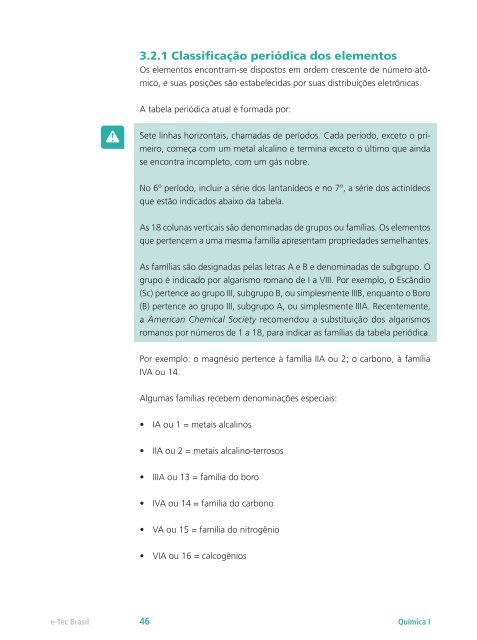 Química I - Rede e-Tec Brasil - Ministério da Educação