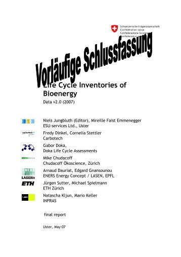 Life Cycle Inventories of Bioenergy