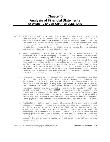 Chapter 3 Analysis of Financial Statements