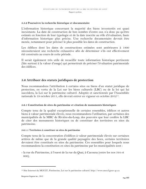 Rapport synthèse MRC RDL final 20.06.12 - MRC de Rivière-du-Loup