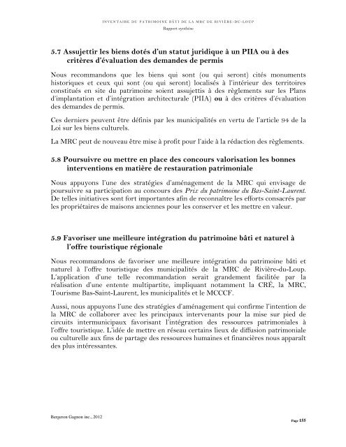 Rapport synthèse MRC RDL final 20.06.12 - MRC de Rivière-du-Loup