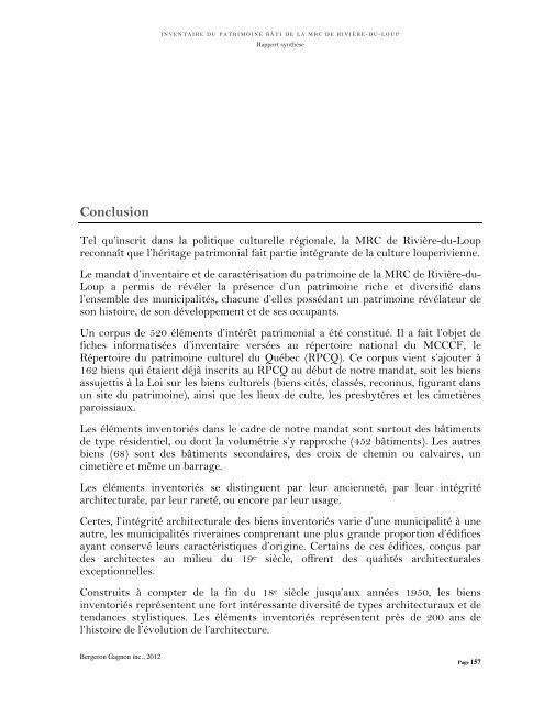 Rapport synthèse MRC RDL final 20.06.12 - MRC de Rivière-du-Loup