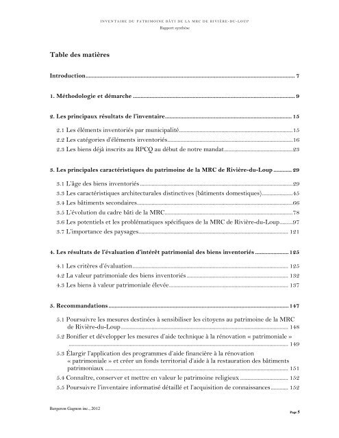 Rapport synthèse MRC RDL final 20.06.12 - MRC de Rivière-du-Loup