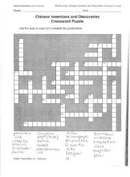 Chinese Inventions and Discoveries Crossword - OCPS Teacher ...