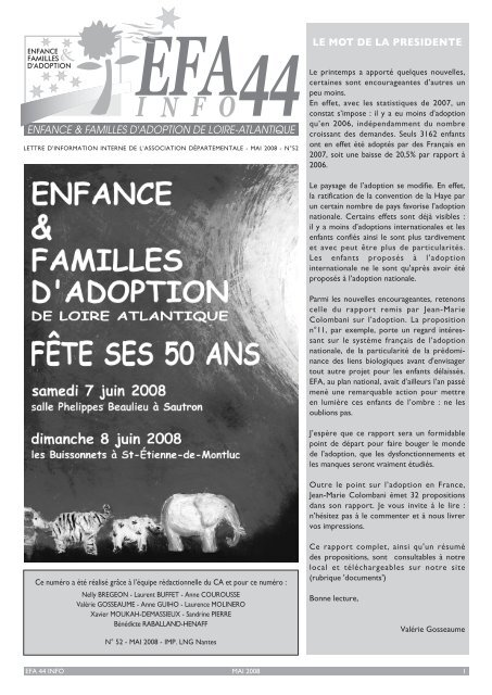 "EFA44 Info" (n°52) édité en Mai 2008. - Enfance & Familles d ...