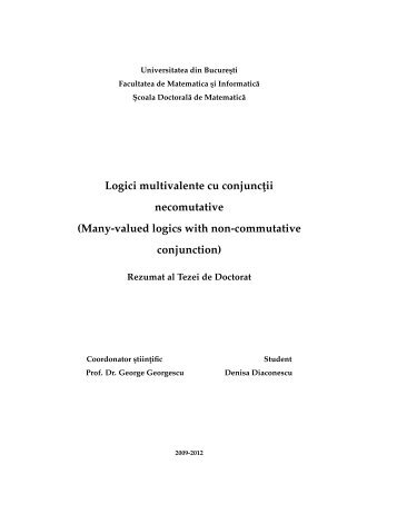 Logici multivalente cu conjunctii necomutative (Many-valued logics ...