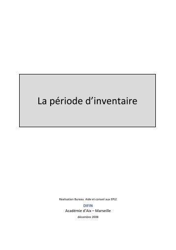 la période d'inventaire maj 2010 - Académie d'Aix-Marseille